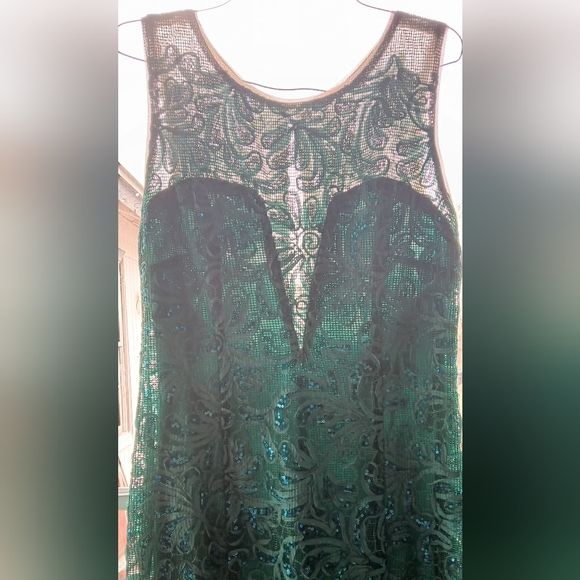 Elegant Teal Sleeveless Dress - Picture 4 of 8